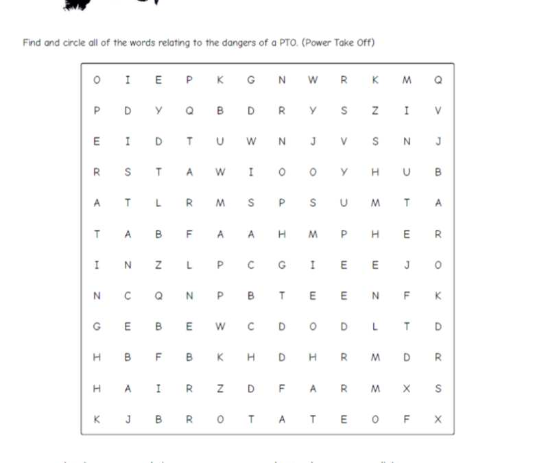 PTO Safety – Word Search